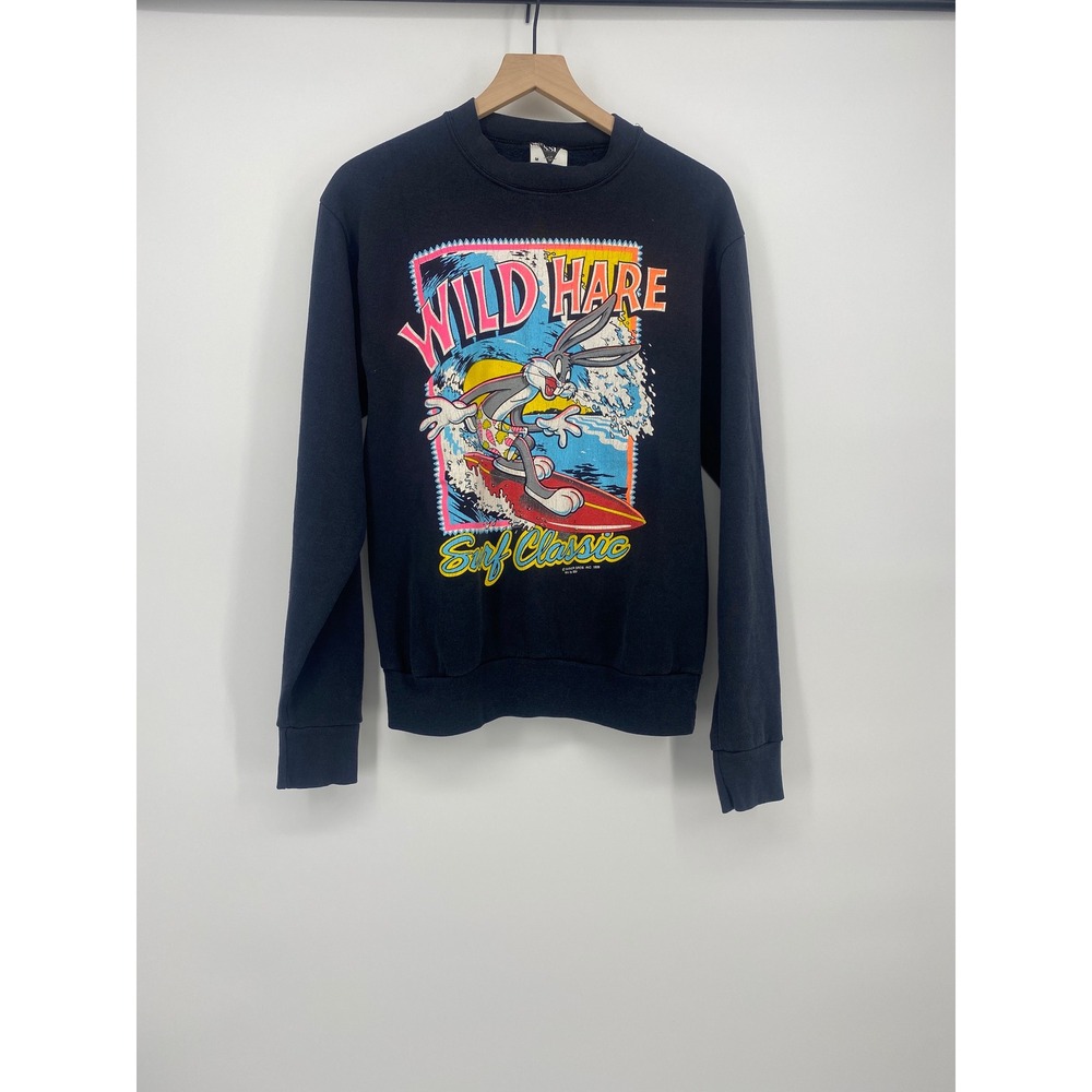 SSI Bugs Bunny Sweatshirt Medium Black Excellent Vintage Wild Hare Surf Classic